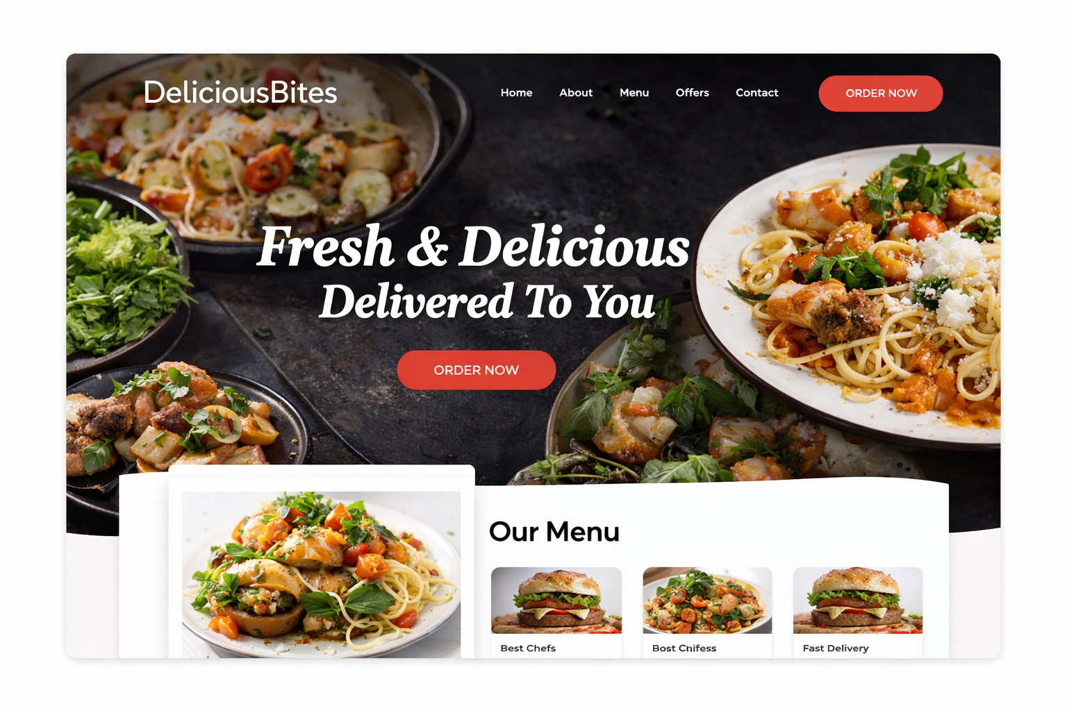Food website mockup