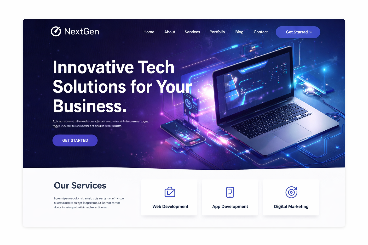 Tech website mockup